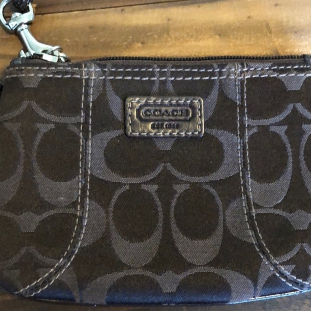 Authentic Coach brown wristlets purse